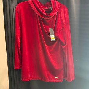 New Jones New York Velvet Cowl Neck Top